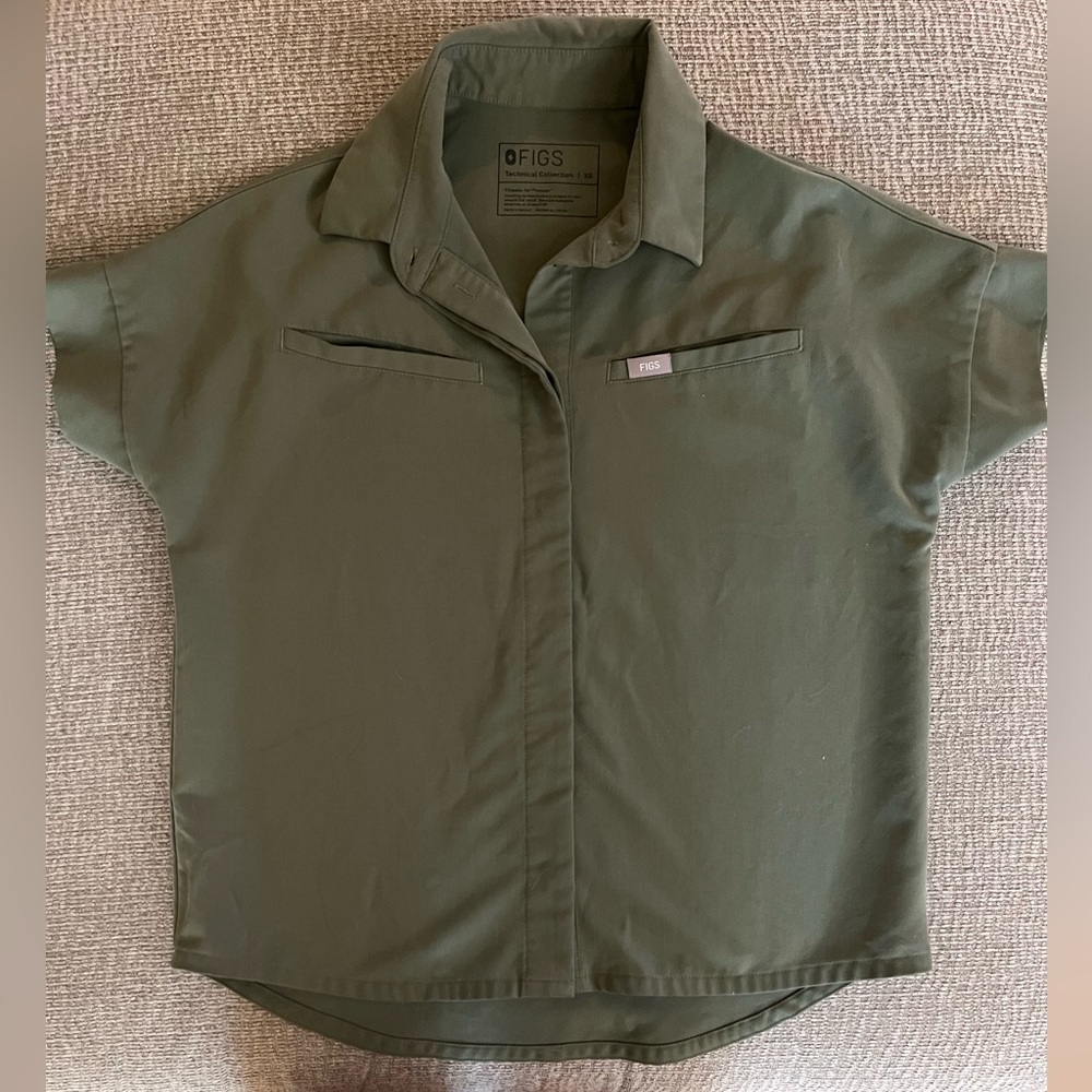 Figs Olive Green Short Sleeve Shirt